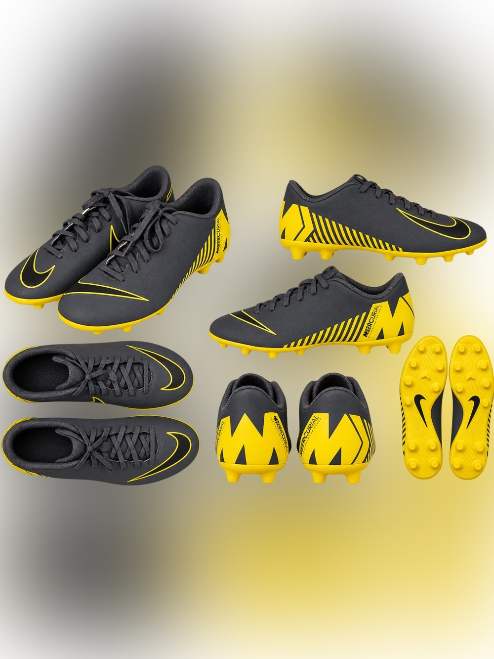 Nike Mercurial Vapor 12 Club Soccer Cleats Black Yellow 6Y